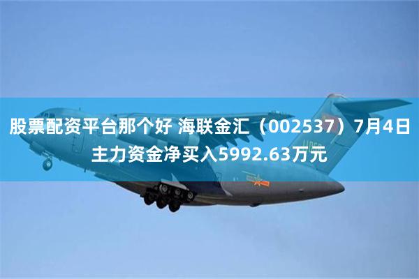 股票配资平台那个好 海联金汇（002537）7月4日主力资金净买入5992.63万元