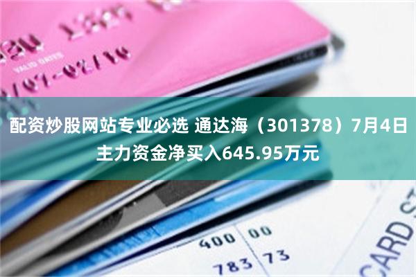 配资炒股网站专业必选 通达海（301378）7月4日主力资金净买入645.95万元
