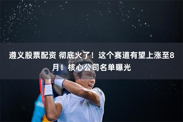 遵义股票配资 彻底火了！这个赛道有望上涨至8月！核心公司名单曝光