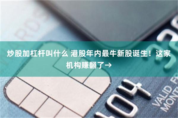 炒股加杠杆叫什么 港股年内最牛新股诞生！这家机构赚翻了→