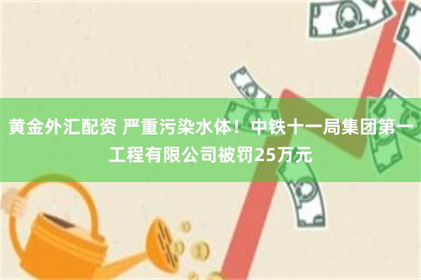 黄金外汇配资 严重污染水体！中铁十一局集团第一工程有限公司被罚25万元