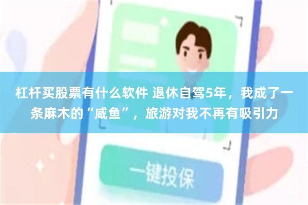 杠杆买股票有什么软件 退休自驾5年，我成了一条麻木的“咸鱼”，旅游对我不再有吸引力