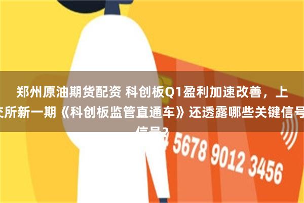 郑州原油期货配资 科创板Q1盈利加速改善，上交所新一期《科创板监管直通车》还透露哪些关键信号？