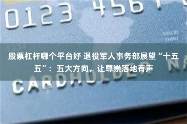 股票杠杆哪个平台好 退役军人事务部展望“十五五”：五大方向，让尊崇落地有声