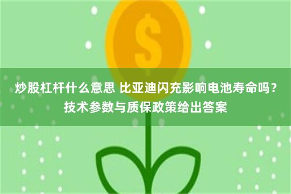 炒股杠杆什么意思 比亚迪闪充影响电池寿命吗？技术参数与质保政策给出答案