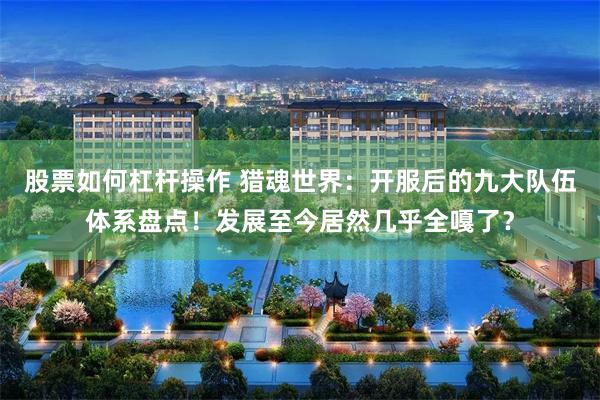 股票如何杠杆操作 猎魂世界：开服后的九大队伍体系盘点！发展至今居然几乎全嘎了？