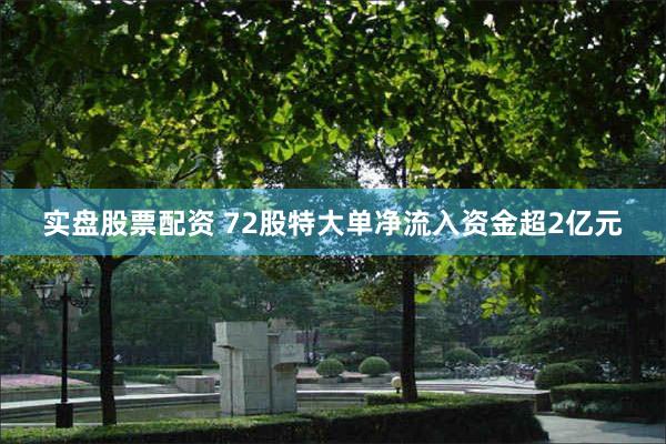 实盘股票配资 72股特大单净流入资金超2亿元