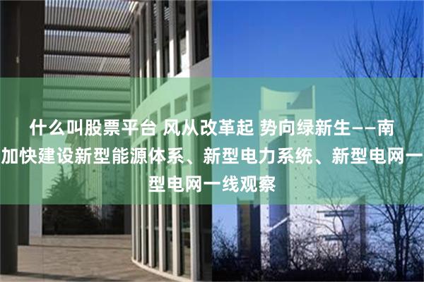 什么叫股票平台 风从改革起 势向绿新生——南方电网加快建设新型能源体系、新型电力系统、新型电网一线观察