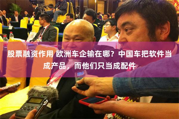 股票融资作用 欧洲车企输在哪？中国车把软件当成产品，而他们只当成配件